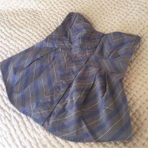 Anthropologie Odille Gray and Blue Striped Strapless Corset Top Size Medium (8)